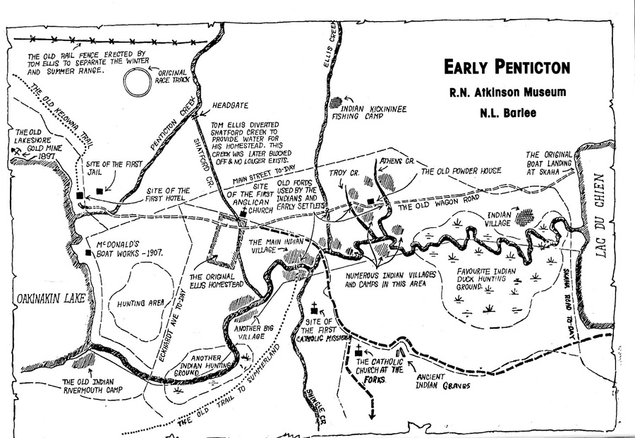 Map of early Penticton created by Bill Barlee
