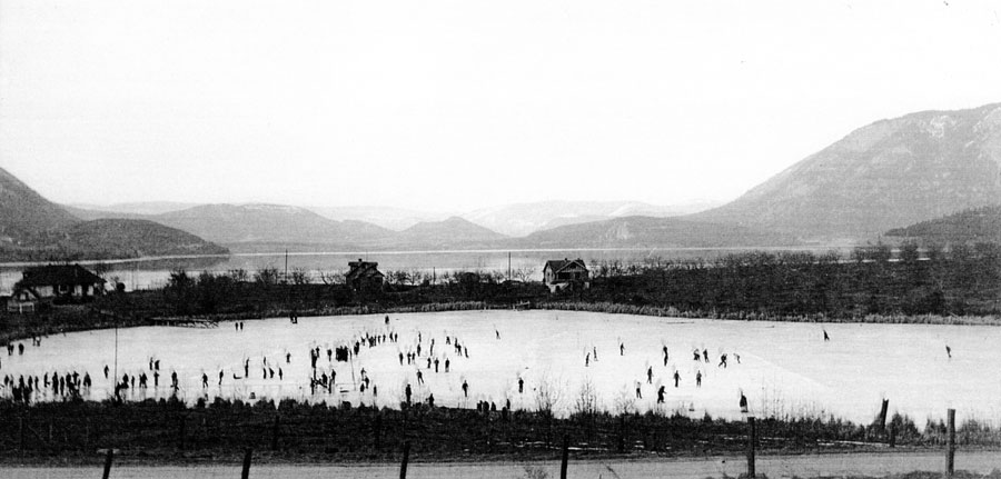 Skating on McGuire Lake, 1938